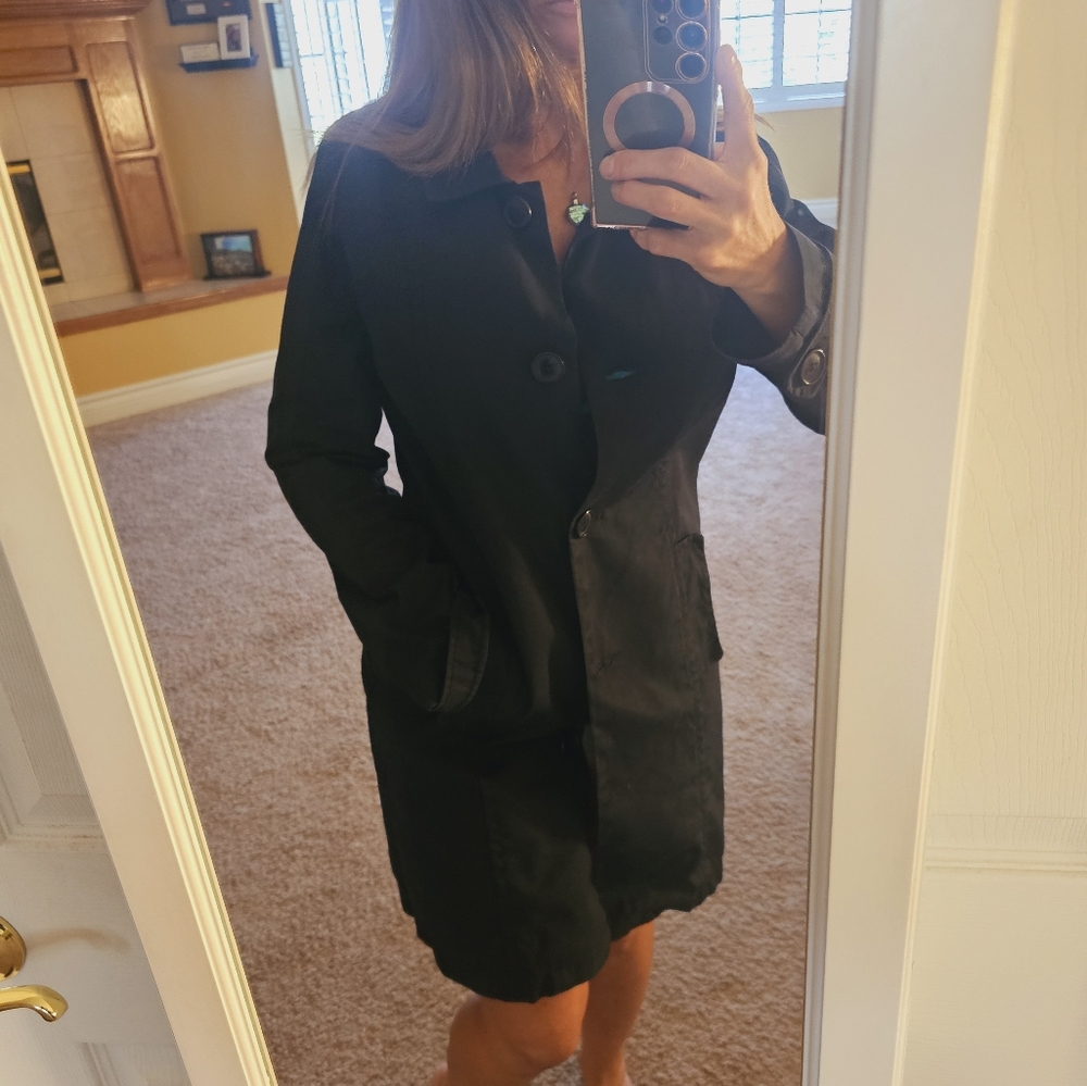 Womens Large Black Old Navy Trench Coat